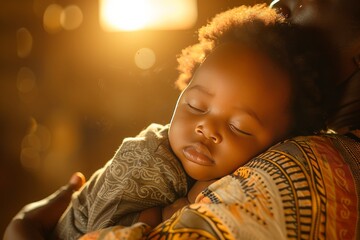 Warm embrace between a parent and child during sunset in a cozy setting filled with love and tranquility