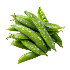 Fresh Salted Sugar Snap Peas Isolated on White Background for Healthy Food Concept