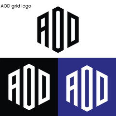 Polygon Triple Letter Mark Logo Designs With Grid 
