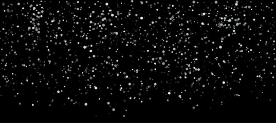 Snow falling on night sky background. Winter snowflakes border frame. Vector illustration 