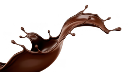 Dramatic splash of dark chocolate liquid, creating dynamic shapes