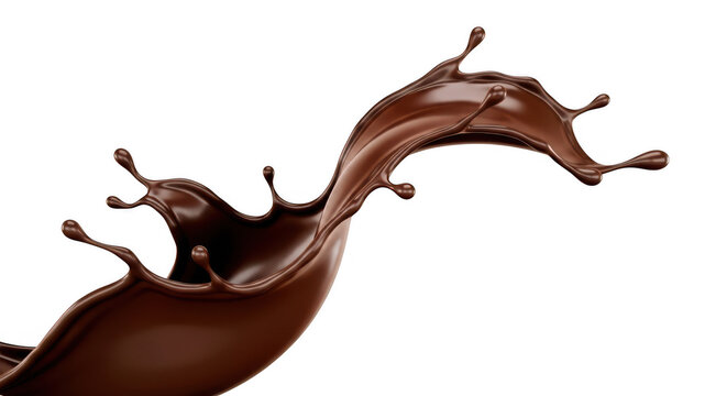 Dramatic splash of dark chocolate liquid, creating dynamic shapes
