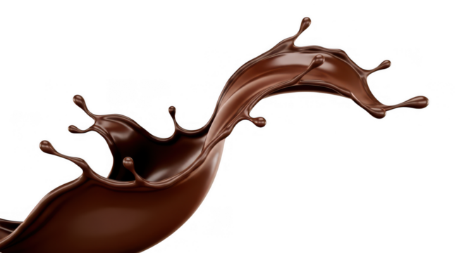 Dramatic splash of dark chocolate liquid, creating dynamic shapes