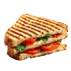 Delicious Grilled Sandwich Close-up on White Background for Menu Design
