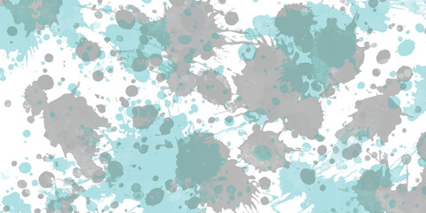 Abstract teal and grey paint splatter isolated on white background