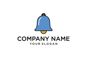 Modern Blue Bell Notification Icon with Orange Clapper
