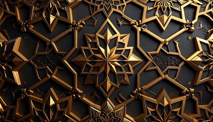 Sophisticated background adorned with repeating Kufic geometric motifs