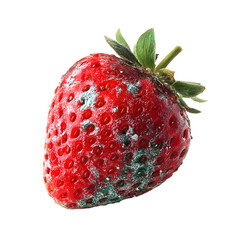 Close-Up Moldy Strawberry Isolated on White Background for Food Photography