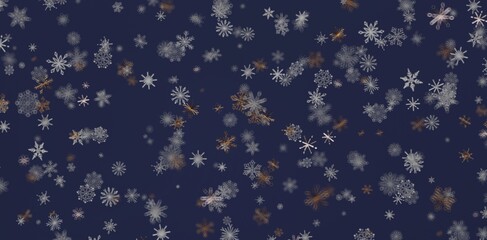Elegant winter background with snowflakes falling on a navy blue backdrop. Ideal for holiday designs, Christmas greetings and seasona © vegefox.com