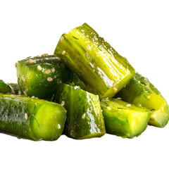 Sliced Pickled Cucumber on White Background for Culinary Art Designs