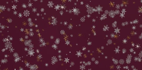 Abstract falling snowflakes against a rich burgundy background, perfect for winter holiday and seasonal designs. Ideal for Christmas,