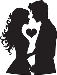 Couple Love Doll, Romantic Man Woman Silhouette Hands with Heart Symbol Love Icon Passion Relationship