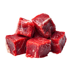 Professional Realistic Beef Cubes Isolated on White Background for Culinary Designs