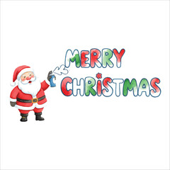 Santa Painting Graffiti Wall Watercolor Vector
