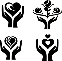 Couple Love Doll ,Romantic Man Woman Silhouette Hands with Heart Symbol Love Icon Passion Relationship