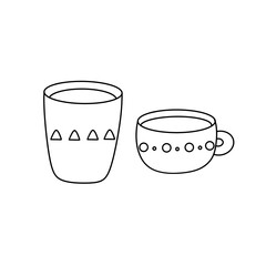 Two cups with designs on them