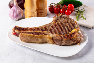 Grilled ribeye beef steak with bone