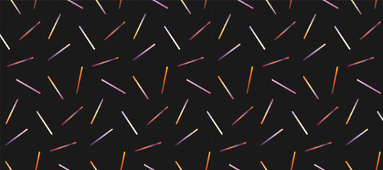 Seamless pattern of bright shapes on a dark background. Holographic Stick. Sample in swatches