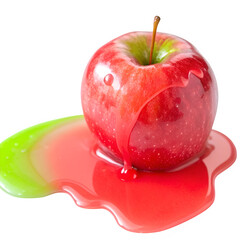 Slime on apple isolated on transparent background