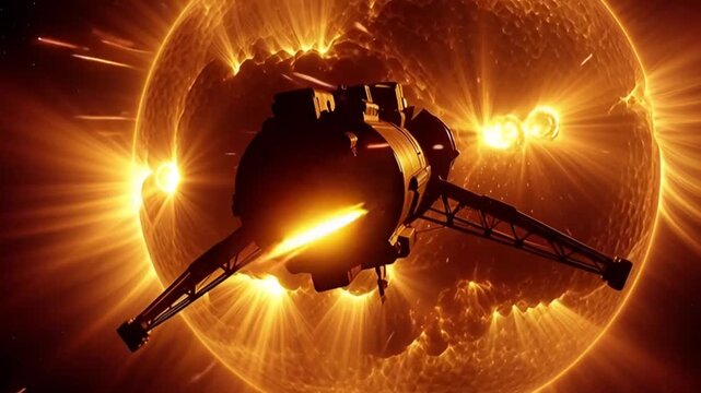 Spaceship traveling near the Moon &mdash; cinematic space scene - Cinematic spacecraft flying near the Moon - Realistic spacecraft flyby around the Moon