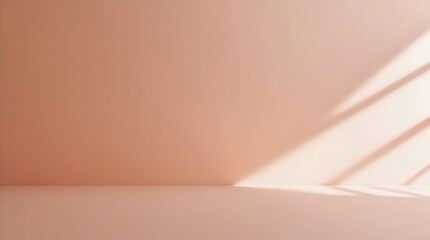 Minimal Beige and Pink Studio Background with Sunlight Shadow