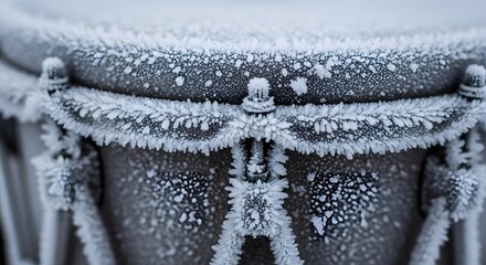 Frosted drum with icy texture and details in winter setting  