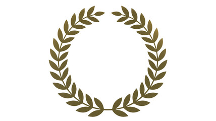 Golden laurel wreath symbol of victory award on transparent png background isolated.