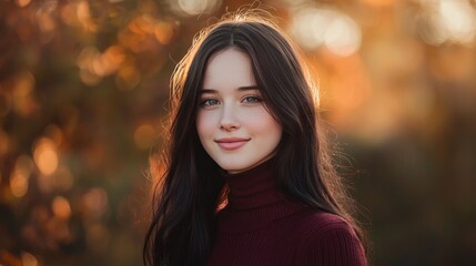 Fototapeta premium Woman outdoors autumn portrait