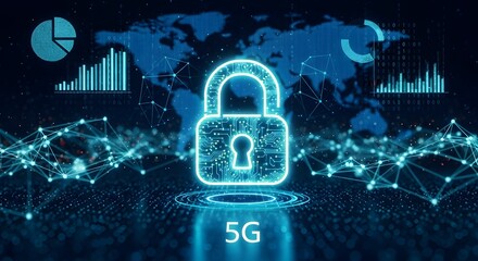 Digital Data Protection With 5g Network Technology Concept Of Cyber Security And Global Information Worldwide Padlock Connection