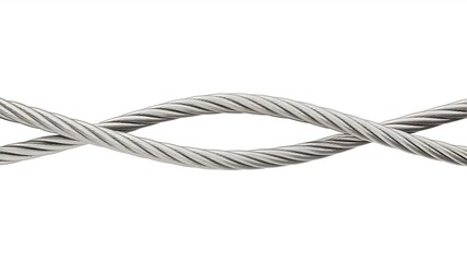 Strong metal cable for industrial use. Heavy-duty. Isolated on white background