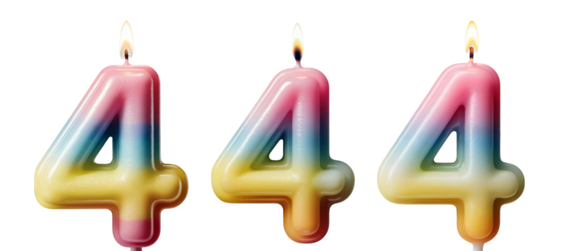 3d Celebrate birthdays with vibrant colorful number 4 candles any festive occasion isolated on png transparent background