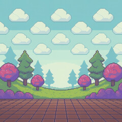 Retro pixel art park background 