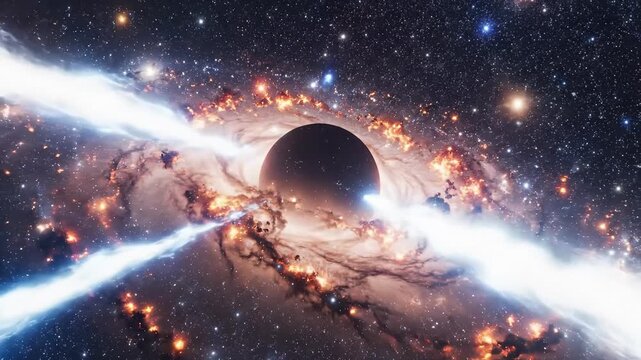 Black Hole Accreting Matter in Outer Space, Galaxy Formation