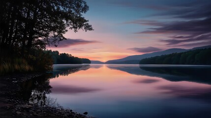 Fototapeta premium sunset over the lake