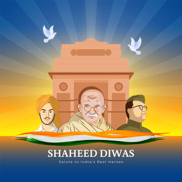 Vector illustration of India Martyrs' Day social media template