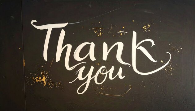 Elegant Thank You Calligraphy on Dark Background for Appreciation.