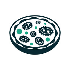 Microbiology Icon: Virus and Bacteria in Petri Dish Vector Icon Set of Various Transportation Vehicles