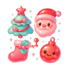 PNG Cute festive Christmas illustrations.