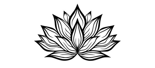 a stylized black and white lotus flowerblack, brand, design, flower, illustration, logo, lotus, symbol, tattoo 