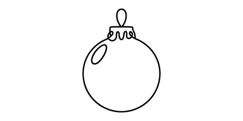 Simple black line drawing of a round christmas bauble ornament