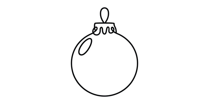 Simple black line drawing of a round christmas bauble ornament