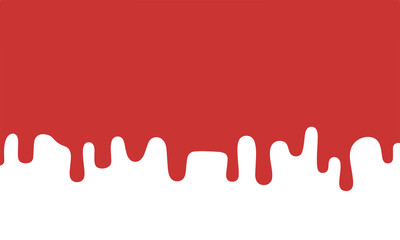 Vibrant red paint dripping downwards creating a textured border on a clean white background