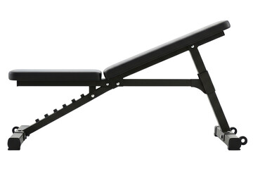 Fototapeta premium Black adjustable incline weight bench for gym workouts on a transparent background