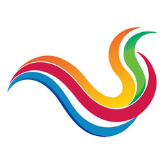 Vibrant abstract wave design with flowing colorful gradient element.
