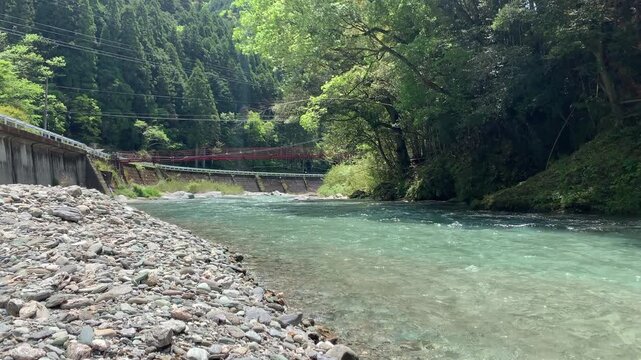 Ramune-Blue River Flowing Through the Hidden Mountains of Shikoku, Japan &ndash; 4K Cinematic Nature Footage