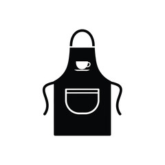 Black apron with white coffee cup and pocket icon vector