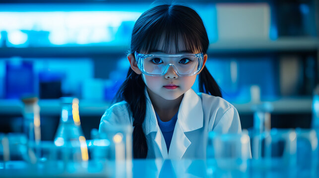Young scientist enthusiastically conducting experiments in the bright lab for International Week of Science and Peace