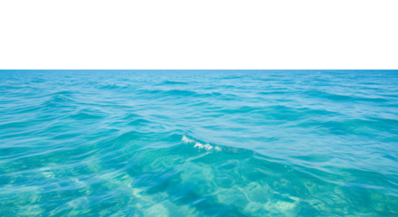 Blue ocean water surface with gentle waves and ripples isolate on white, space for copy text