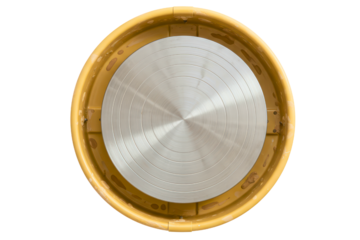 Top-down view of an empty pottery wheel for making ceramics on a transparent background