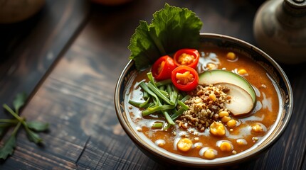 Stir fried vegetables and pasta with herbs in a pan for a healthy dinner.